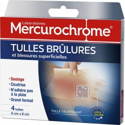 Mercurochrome Tulles brûlures 8cm x 8cm boîte 4