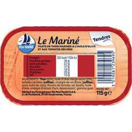 Petit Navire THON Le Mariné à l’Huile d’Olive et aux Tomates Séchées 115g