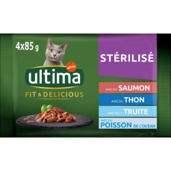 ULTIMA pour Chats stérilisés POISSONS 4X85g 340g