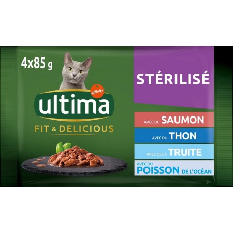 ULTIMA pour Chats stérilisés POISSONS 4X85g 340g