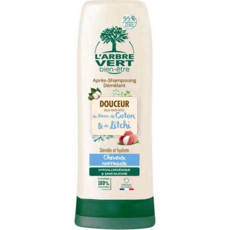 L'Arbre Vert après-shampooing Fleurs de coton & de Litchi 250ml