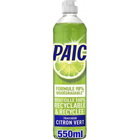 PAIC Liquide vaisselle Recyclable Citron Vert 550ml