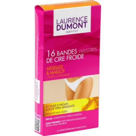 LAURENCE DUMONT Bandes de Cire Froide Aisselles & Maillot Huile d’Argan Aloe Vera x16 (lot de 3)