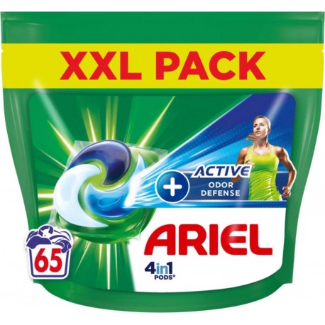 ARIEL Capsules Lessive Tout en 1 Pods Détergent Active+ x65