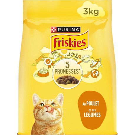 PURINA Croquettes pour chat adulte au poulet et aux légumes Friskies 3Kg