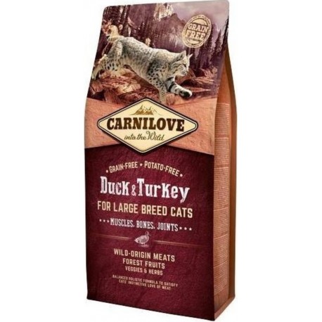 Canard Croquettes Carnilove Chat Adult Large Breed Muscle Bones Joints & Dinde 400g