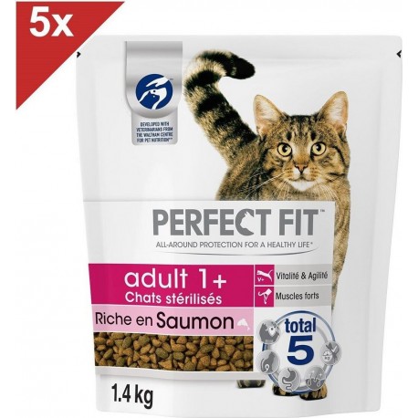 NC Croquettes Riches En Saumon Pour Chat Adulte Stã©rilisã© 5x1,4Kg les 5 sacs