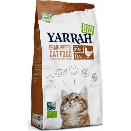 NC Croquettes Yarrah Chat Croquettes Sans Céréales Poulet Bio 800g