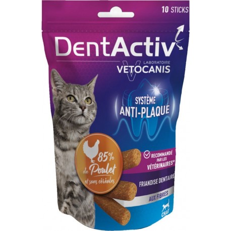 VETOCANIS Friandise dentaire pour chat 85% de poulet 10 sticks