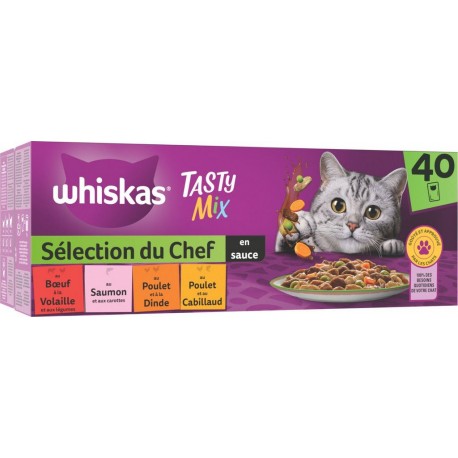 WHISKAS Pâtée Pour Chat Sélection Du Chef En Sauce Mixte 40 sachets fraîcheur