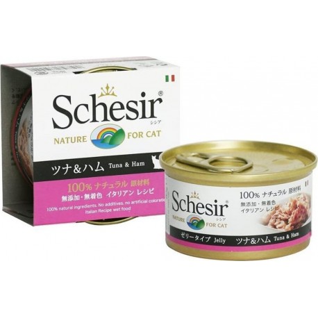 Patee Pour Chat En Gelée Schesir Boite 85g Thon Jambon 85g