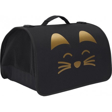 NC Sac De Transport Pour Animaux 40x27xh21cm Noir À Motif Doré