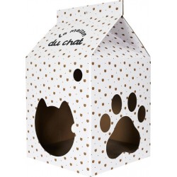 NC Maison En Carton Pour Chat H.55cm Avec Fond Griffoir