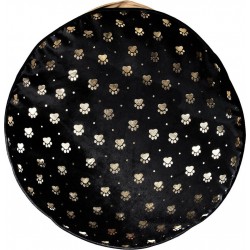 NC Coussin Rond Ø60cm Pour Animaux Tissu Noir Motifs Dorés