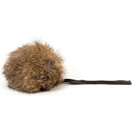 NC Canne À Chat Gloria Rogers Cuir Pompon Peau Naturelle (12 Cm)