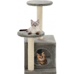 NC Arbre À Chat Griffoir Grattoir Niche Jouet Animaux Peluché En Sisal 60 Cm Gris 370221