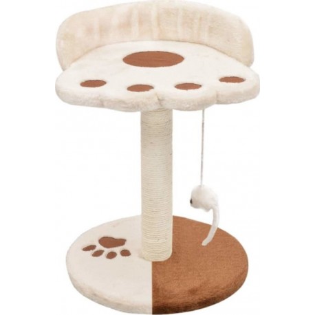 NC Arbre À Chat Griffoir Grattoir Niche Jouet Animaux Peluché En Sisal 40 Cm Beige Et Ma