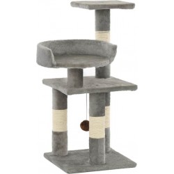 NC Arbre À Chat Griffoir Grattoir Niche Jouet Animaux Peluché En Sisal 65 Cm Gris 370204