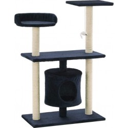 Arbre À Chat Griffoir Grattoir Niche Jouet Animaux Peluché En Sisal 95 Cm Bleu Foncé