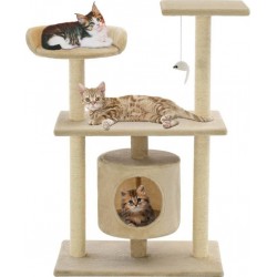 NC Arbre À Chat Griffoir Grattoir Niche Jouet Animaux Peluché En Sisal 95 Cm Beige 37022