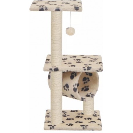 NC Arbre À Chat Griffoir Grattoir Niche Jouet Animaux Peluché En Sisal 65 Cm Beige Motif