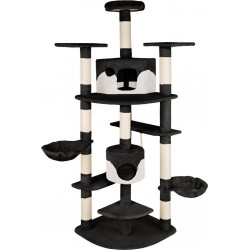 Arbre À Chat Griffoir Escalade 204 Cm Système Anti-basculement Inclus Noir/blanc