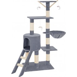 Arbre À Chat Griffoir Escalade 144 Cm Système Anti-basculement Inclus Gris