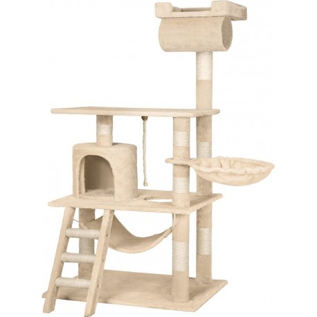 Arbre À Chat Griffoir Escalade 141 Cm Et Système Anti-basculement Inclus Beige