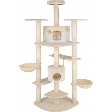 Arbre À Chat Griffoir Escalade 204 Cm Système Anti-basculement Inclus Beige/blanc