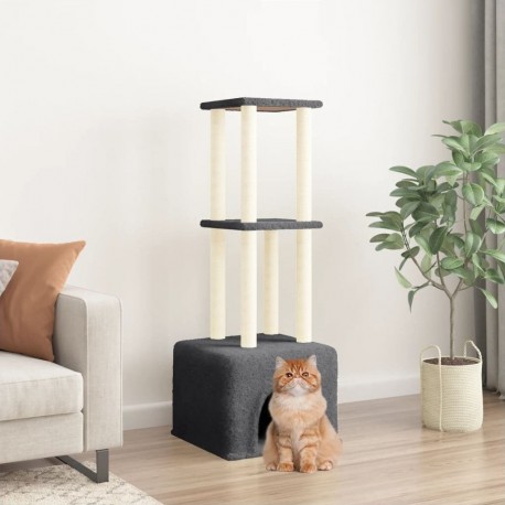 Arbre À Chat Avec Griffoirs En Sisal Gris Foncé 133,5 Cm Vidaxl