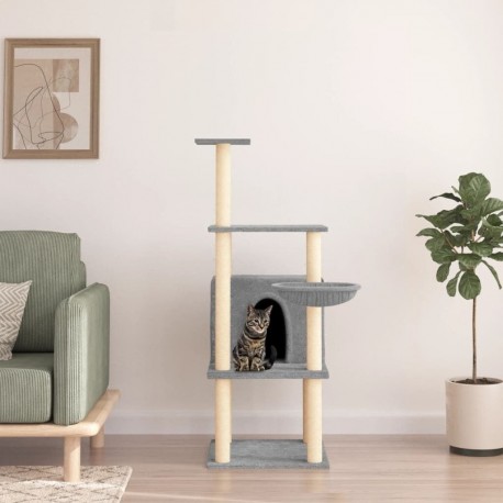 Clair Arbre À Chat Avec Griffoirs En Sisal Gris 132 Cm Vidaxl