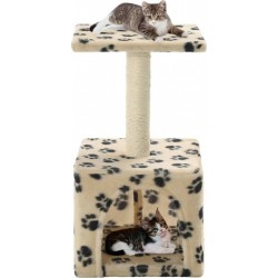 NC Arbre À Chat Avec Griffoirs En Sisal 55 Cm Beige Motif De Pattes Vidaxl