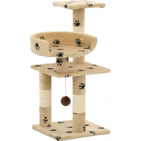 NC Arbre À Chat Et Griffoirs En Sisal 65 Cm Beige Motif De Pattes Vidaxl