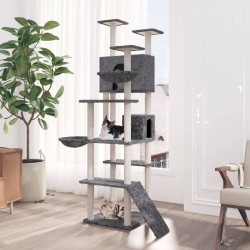 Arbre À Chat Avec Griffoirs En Sisal Gris Foncé 191 Cm Vidaxl