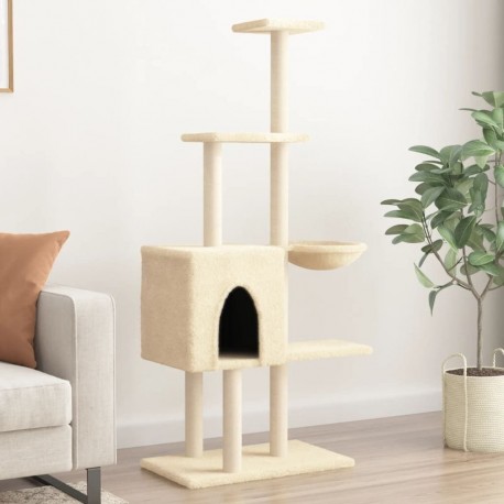 NC Arbre À Chat Avec Griffoirs En Sisal Crème 145 Cm Vidaxl