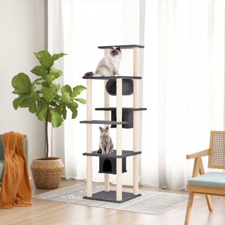 Arbre À Chat Avec Griffoirs En Sisal Gris Foncé 169 Cm Vidaxl