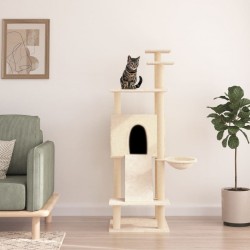 NC Arbre À Chat Avec Griffoirs En Sisal Crème 153 Cm Vidaxl