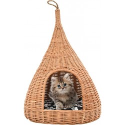 NC Panier Pour Chats Avec Coussin 40x60 Cm Saule Naturel Vidaxl