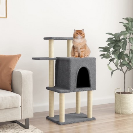 Arbre À Chat Avec Griffoirs En Sisal Gris Foncé 97 Cm Vidaxl