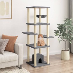 Arbre À Chat Avec Griffoirs En Sisal Gris Foncé 154 Cm Vidaxl