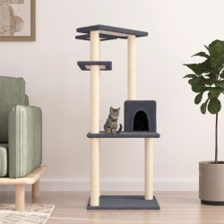 Arbre À Chat Avec Griffoirs En Sisal Gris Foncé 123 Cm Vidaxl