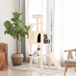 NC Arbre À Chat Avec Griffoirs En Sisal Crème 166 Cm Vidaxl