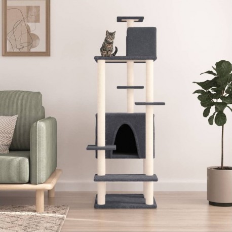 Arbre À Chat Avec Griffoirs En Sisal Gris Foncé 154 Cm Vidaxl