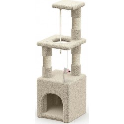 Vounot Arbre À Chat 88cm Avec Corde Griffoir Plateforme Niche Beige