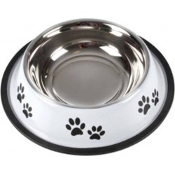 Gamelle Antidérapante Chien & Chat pattes 25cm Blanc