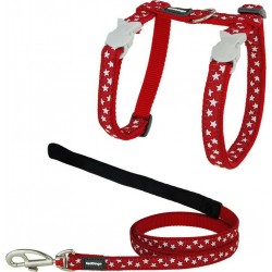 Harnais Pour Chat Red Dingo Style Rouge Étoile Blanc Sangle