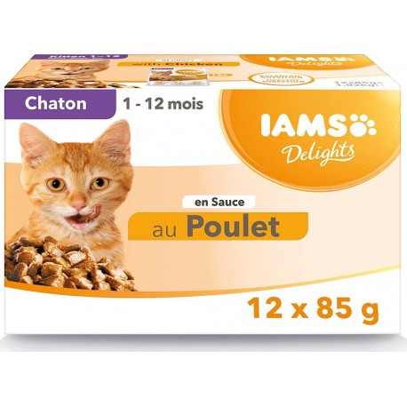 NC Sachets Iams Delights Chaton Poulet Pack 12 X 85g