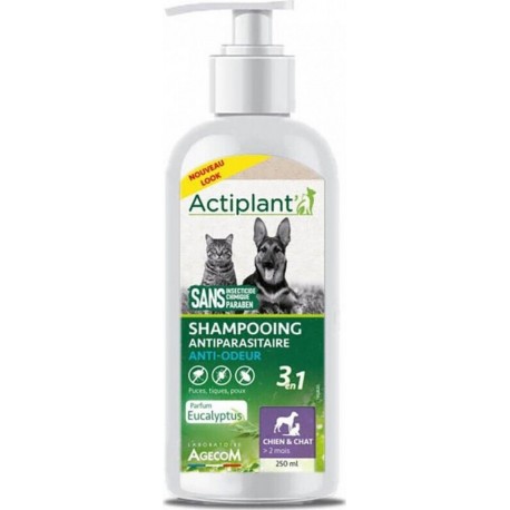 Shampooing Antiparasitaire Actiplant 2 En 1 Anti Odeurs Chien Et Chat 250 M