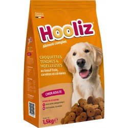 HOOLIZ Croquettes Pour Chiens Adulte Moelleuses Au Bœuf Et Carottes 1,5Kg