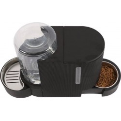 Duplo Distributeur De Croquettes Et D'eau M.pets 1,3Kg/3l 40x16.2x29.1 Cm Noir